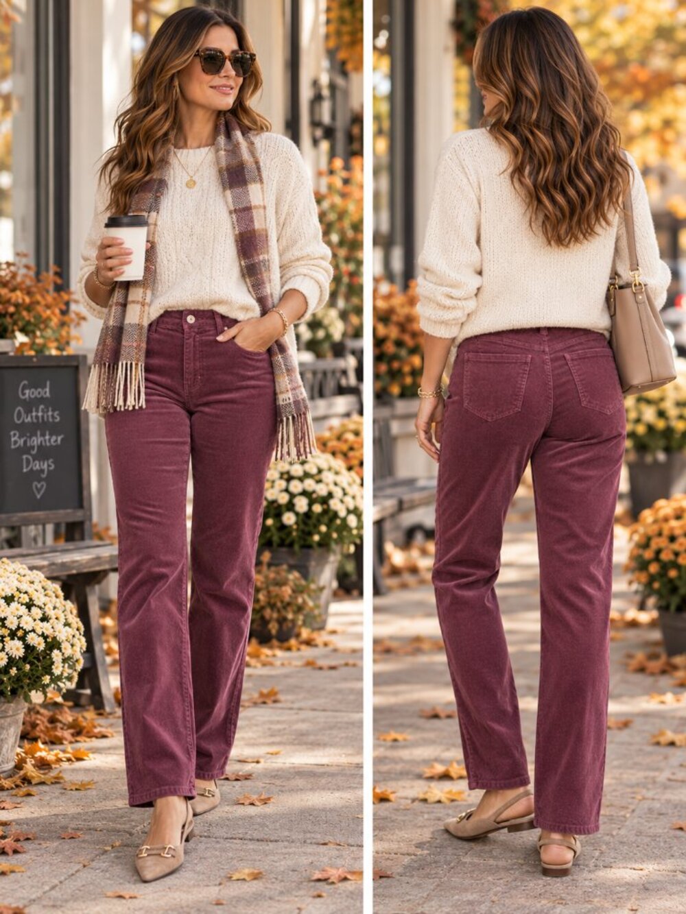 Democracy Ab Solution Corduroy Pants 10 Plum Oxblood Straight Fall Style NWT